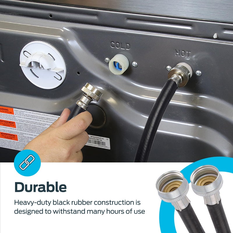 Eastman Rubber Washing Machine Hose, 3/4 Inch FHT x 3/4 Inch FHT Connection, 6 Foot Black Rubber, 60325N - Image 5